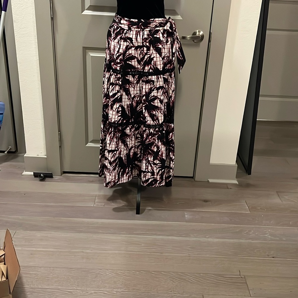 Diane Von Furstenberg Black and White Tiered Maxi Skirt